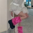thumbnail image 1 of Harpily Womens Leg Warmers Soft Non-stretch Faux Fur Furry Boot Covers Slim Design Multi-length White for All Season Outfit Matching, 1 of 4