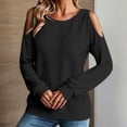 thumbnail image 1 of Harpily Womens Long Sleeve Shirts Waffle Knit Cuffed Round Neck Cold Shoulder Cut‑Out Design Shirts for Women Going Outdoor Walk Outfits, 1 of 4