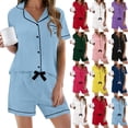 thumbnail image 1 of Harpily Womens Pajama Set 2 Piece Short Sleeve Top with Side Pockets and Short Trousers Everyday Home Rest Outfits L, 1 of 5