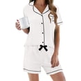 thumbnail image 1 of Harpily Womens Pajama Set 2 Piece Short Sleeve Top with Side Pockets and Short Trousers Everyday Home Rest Outfits S, 1 of 4