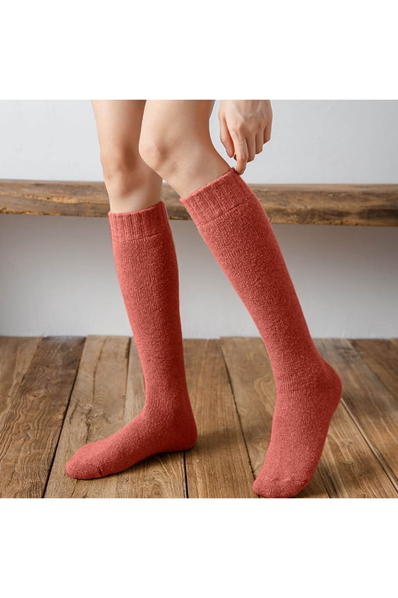 Womens Socks Extra Thick Wool Lined Stack Calf Stretchy Soft Warm Polyester Pile Fashion Socks for Daily Cold Season Wear