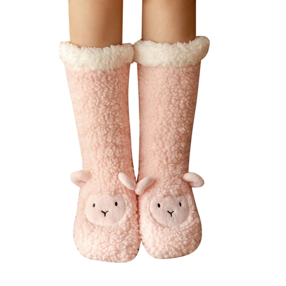 Harpily Womens Socks Fuzzy Plush Thermal Thick Snowflake Pattern Cozy Winter Stockings Non Slip Warm Indoor Outdoor Daily Outing Socks