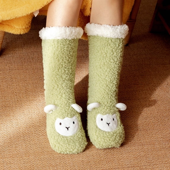 Harpily Womens Socks Fuzzy Plush Thermal Thick Snowflake Pattern Cozy Winter Stockings Non Slip Warm Indoor Outdoor Daily Outing Socks