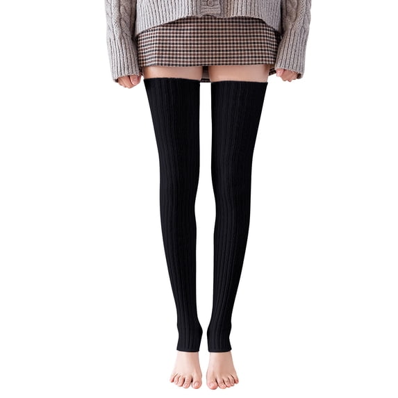 Harpily Womens Socks Jacquard Pattern High Elastic Stirrup Thigh High Leg Warmers Thermal Stylish Foot Loop Thigh