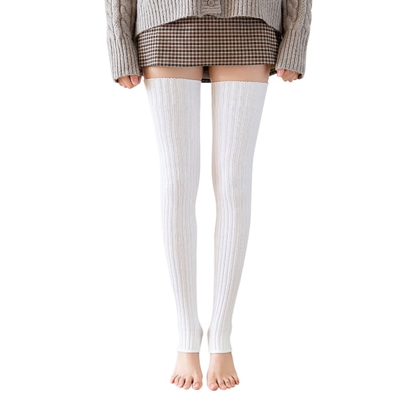 Harpily Womens Socks Jacquard Pattern High Elastic Stirrup Thigh High Leg Warmers Thermal Stylish Foot Loop Thigh