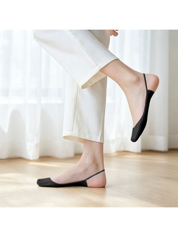 Womens Socks No Show Liner Non Slip Low Cut Half Foot Breathable Slingback Heel Socks for Open Back Shoes