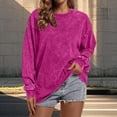 thumbnail image 1 of Harpily Womens Shirts Crew Neck Long Sleeve Acid Wash Textured Drop Shoulder Blouses for Women Casual Daily Outfits, 1 of 4