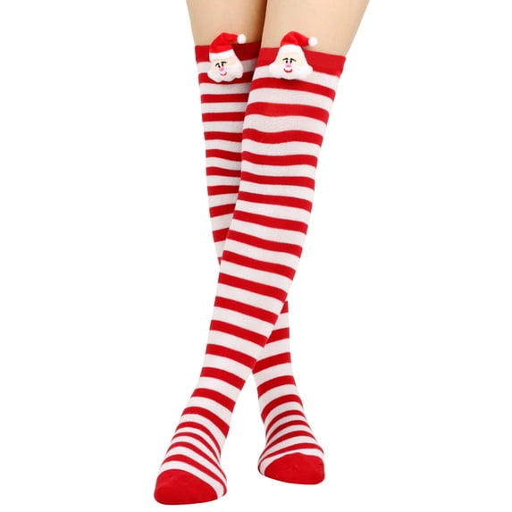 Harpily Womens Thigh High Stocking Christmas Halloween Themed With Cute Stripes Patten Novelty Socks for Colorful Holiday Gifts