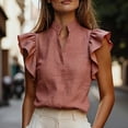 thumbnail image 1 of Harpily Womens Tops Casual V Neck Sleeveless Ruffle Soft Breathable Relaxed Silhouette Daily Vacation Work Blouse Tops, 1 of 4