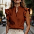 thumbnail image 1 of Harpily Womens Tops Casual V Neck Sleeveless Ruffle Soft Breathable Relaxed Silhouette Daily Vacation Work Blouse Tops, 1 of 4