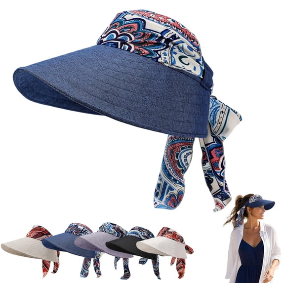 Harpily Womens Visor Hat Bow Decor Empty Top with Curved Structured Brim and Ponytail Hole Sun Protection Hat Daily Wear