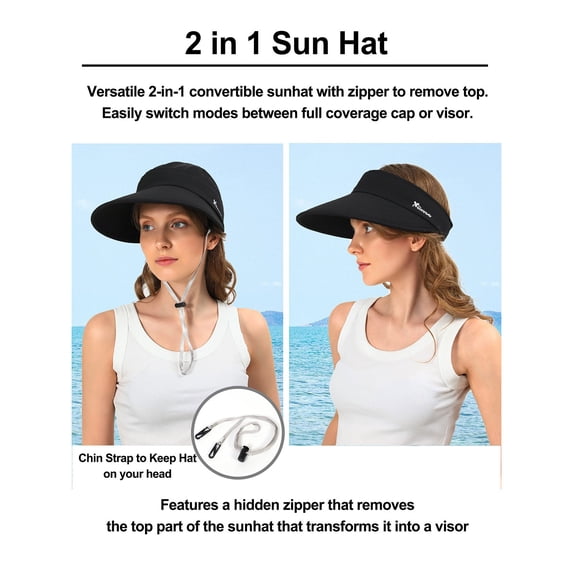 Harpily Womens Visor Hat Convertible Packable Foldable Empty Top Sun Hat Dual Wearing Summer UV Protection Cap Casual Daily Wearing