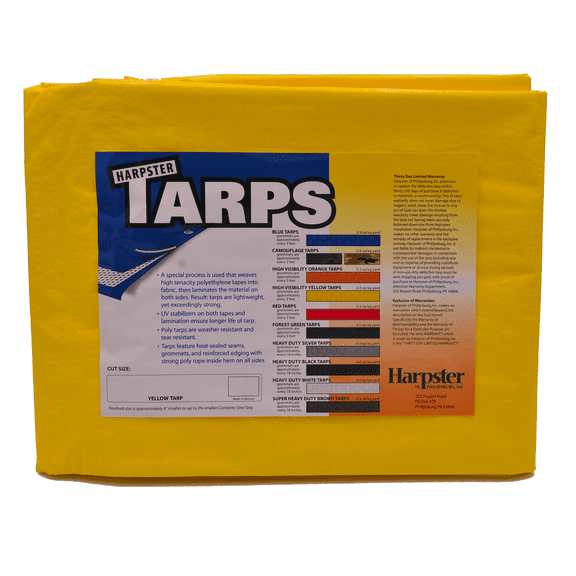 Harpster Tarps 10' x 60' High Visibility Yellow 3.3 oz. Poly Tarp 8 Mil
