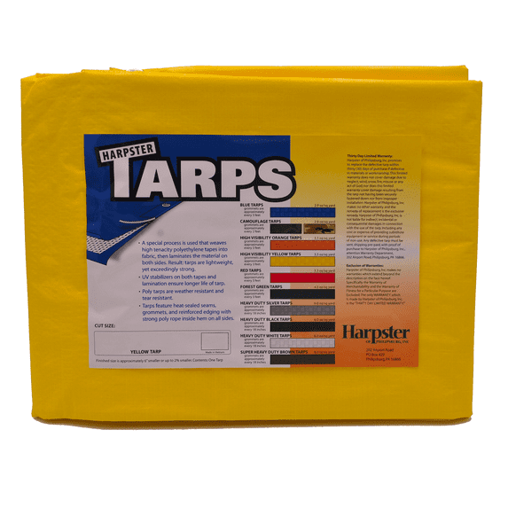 Harpster Tarps 30' x 30' High Visibility Yellow 3.3 oz. Poly Tarp 8 Mil