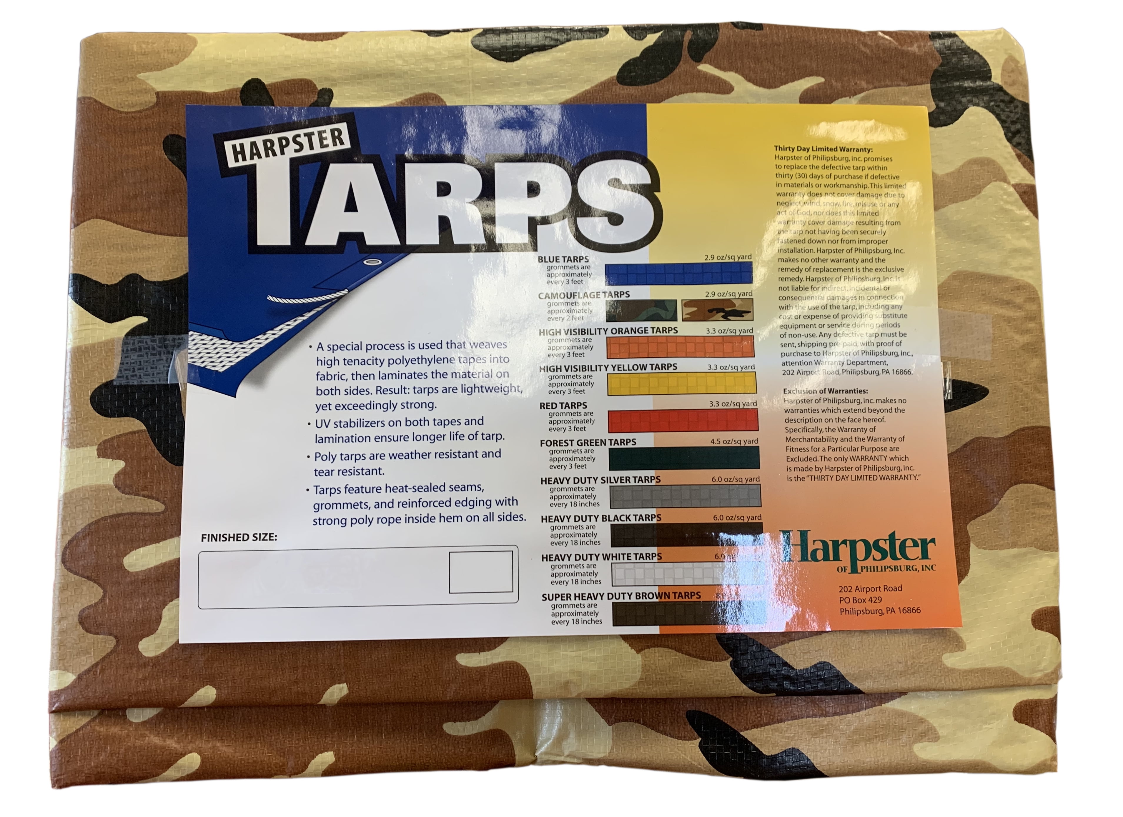 Harpster Tarps 7 Ft. x 20 Ft. Beige/Tan Camouflage 2.9 Oz. Tarp 6 Mil
