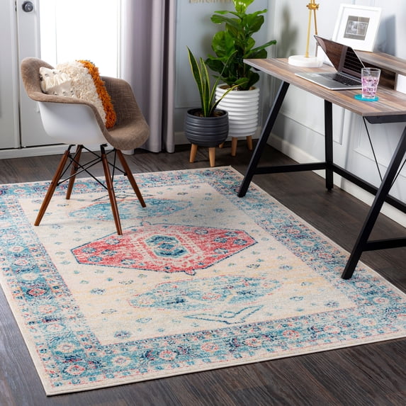 Harput Cream/Multi 7'10" x 10'3" Traditional Rectangle Area Rug