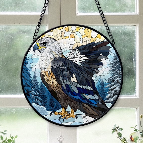 Harpy Eagle Ornament Christmas 2025, Harpy Eagle Stained Glass Hanging Window Panel Unique Gift for Animal Lovers and Nature Fans