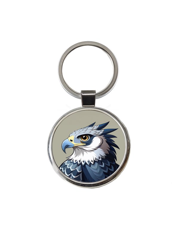 Harpy Eagle Profile Metal Round Keychain