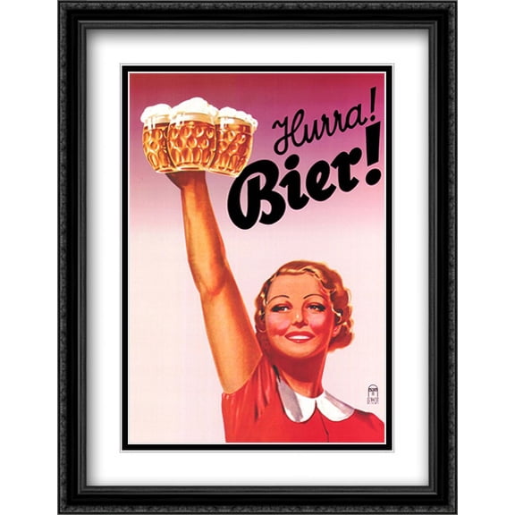 Harra! Bier! 2x Matted 24x33 Large Black Ornate Framed Art Print by Theodore Gericault