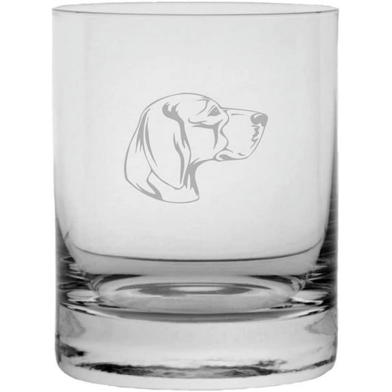 Harrier Dog Themed Etched 11oz Crystal Rocks Whisky Glass