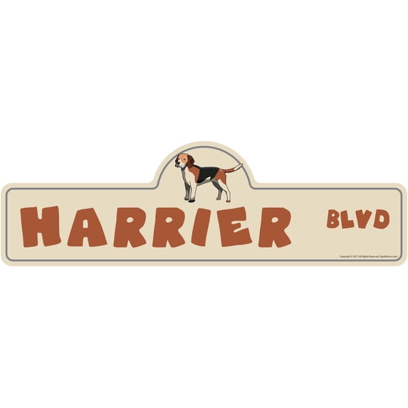 Harrier Street Sign | Indoor/Outdoor | Dog Lover Funny Home Décor for Garages, Living Rooms, Bedroom, Offices | SignMission personalized gift | 18" Wide