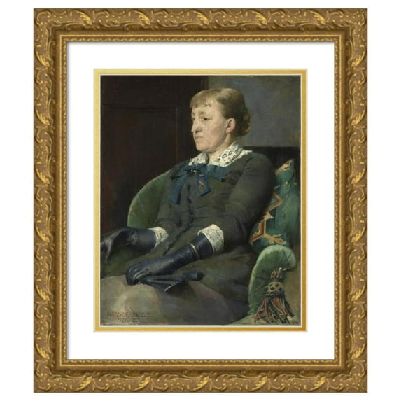 Harriet Backer 20x24 Gold Ornate Framed and Double Matted Museum Art Print Titled - Portrait of the Painter Kitty Kielland (1883)