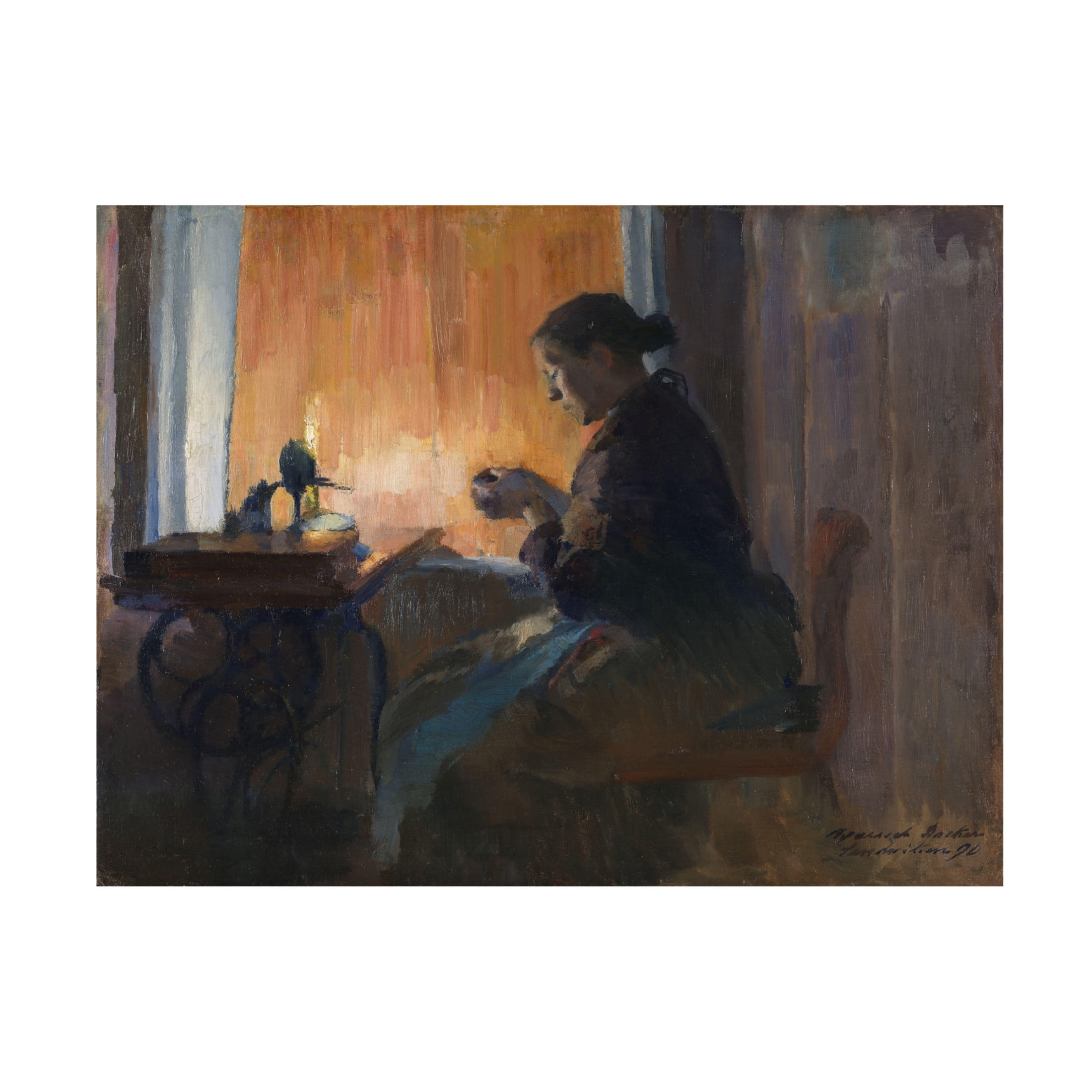 Harriet Backer 'By Lamp Light, 1890' Canvas Art - 47 x 35 Inches