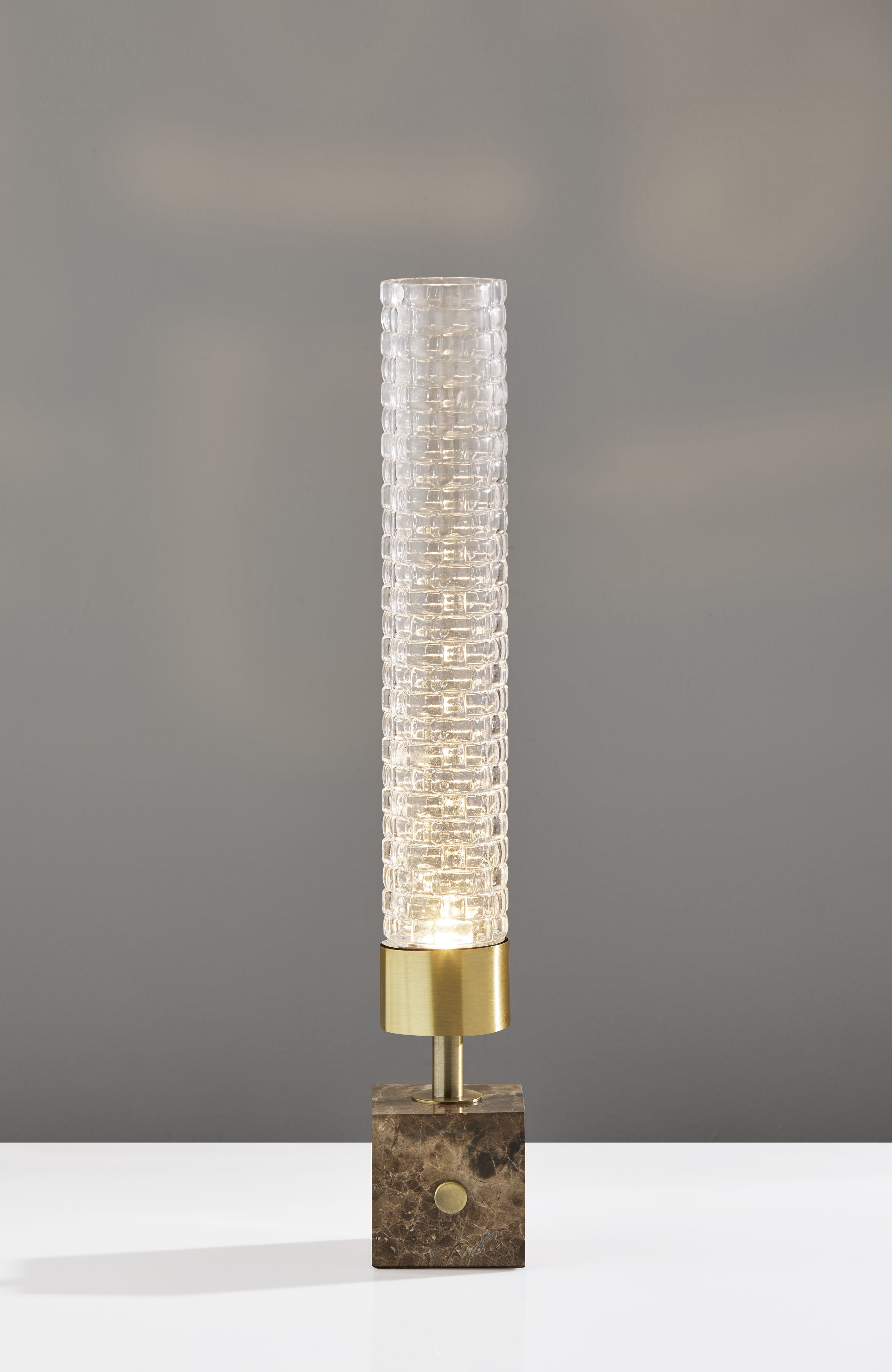 Marble Base Antique Brass Touch LED Desk Lamp with Textured Glass