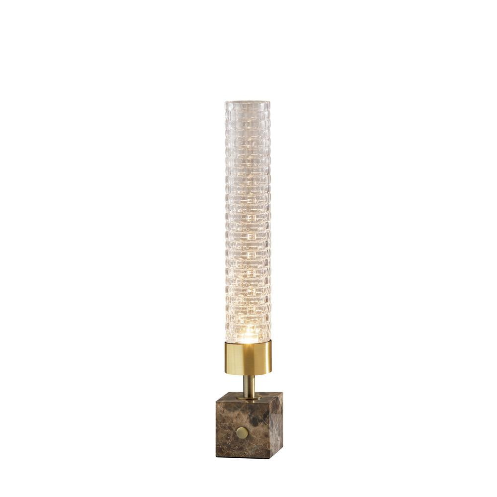 Marble Base Antique Brass Touch LED Desk Lamp with Textured Glass