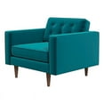 thumbnail image 1 of Harriet Mid-Century Modern Pillow Back Velvet Armchair in Turquoise, 1 of 6