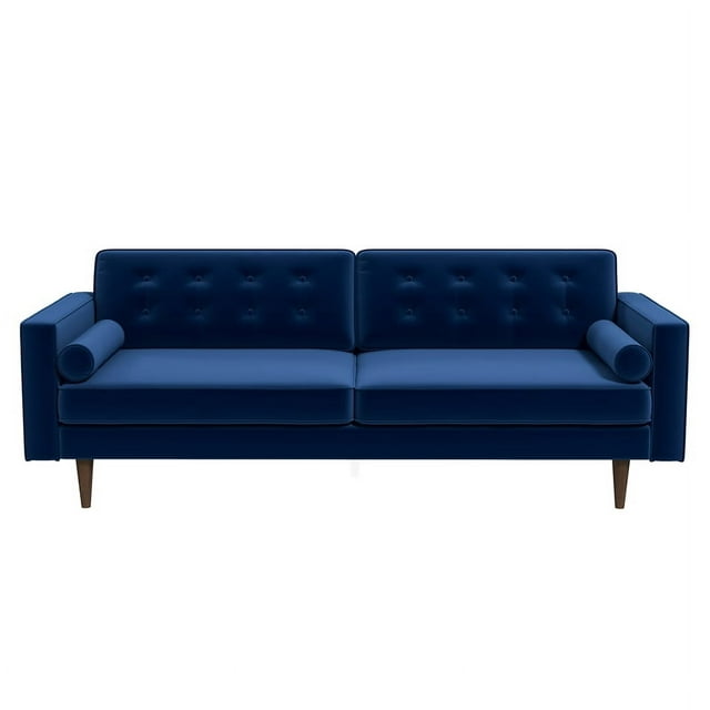 Harriet Mid-Century Modern Tufted Back Velvet Sofa in Dark Blue ...