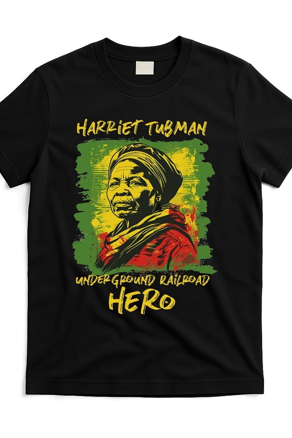 Harriet Tubman Underground Railroad Hero Graphic Tee Retro Black History Month Civil Rights Leader Unisex Cotton T-Shirt
