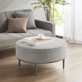 thumbnail image 1 of Harriet Upholstered Round Cocktail Ottoman with Metal Base 34" Dia, 1 of 5
