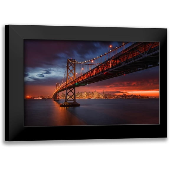 Harriman, Toby 14x10 Black Modern Framed Museum Art Print Titled - Fire Over San Francisco