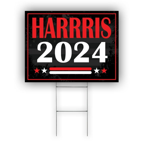 Harris 2024 Kamala Vote for President Coroplast Yard Sign With H Strakes (12x18) Single-Sided