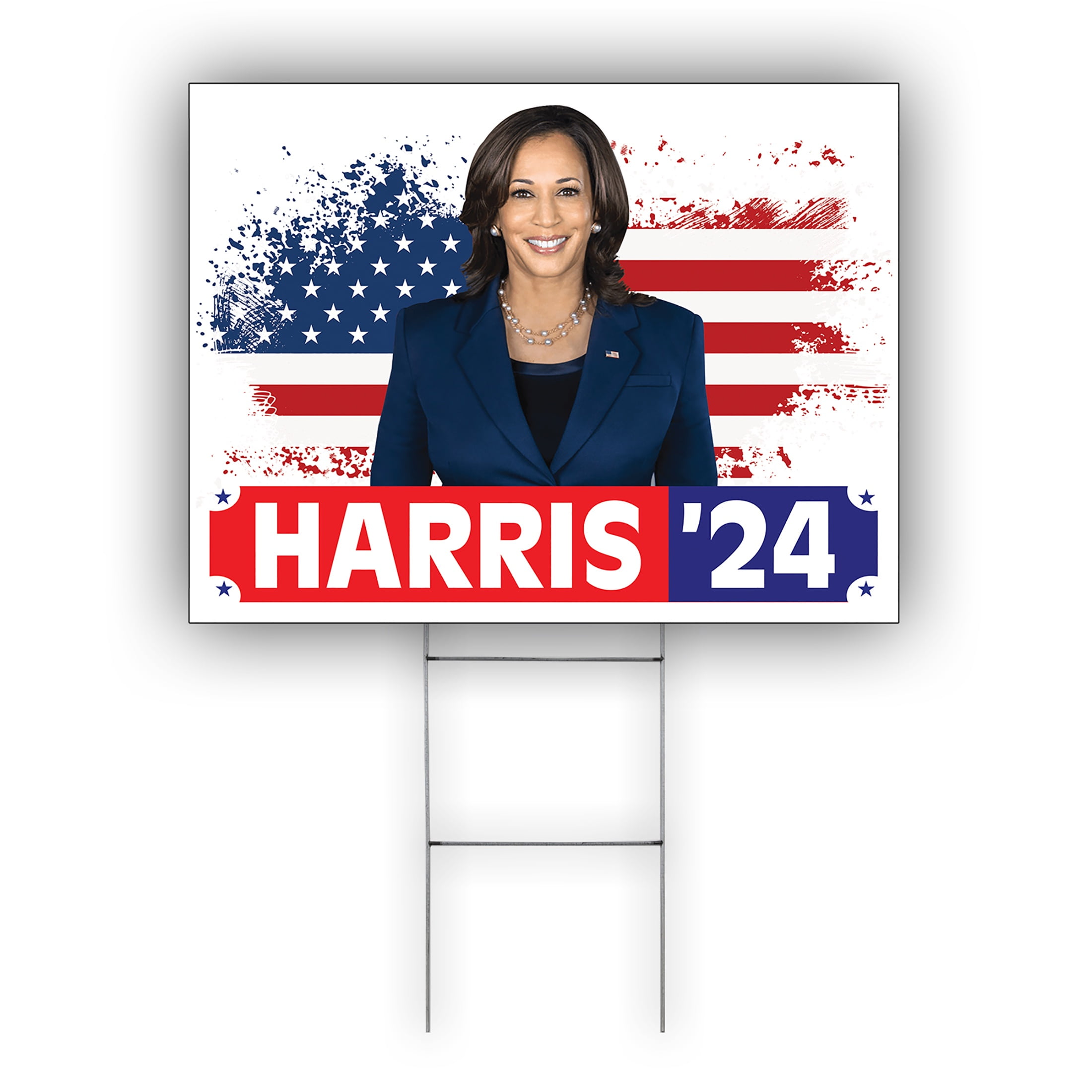 Harris 2024 Vote For USA President Coroplast Yard Sign With H Strakes