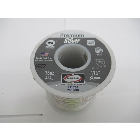 Harris 331756, 0.118" Premium Silver, Lead-Free Solder - 1 lb.
