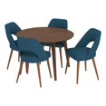 thumbnail image 1 of Harris 5-Piece Mid-Century Modern Dining Set with 4 Fabric Dining Chairs in Blue, 1 of 5