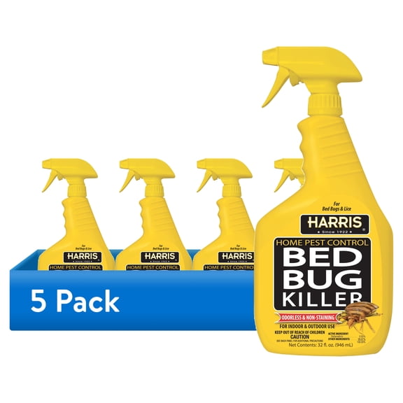 (5 pack) Harris Bed Bug Killer Spray, 32 Fluid Ounce