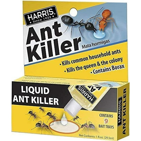 Harris Borax Liquid Ant Killer, 1oz - Includes 9 Bait Trays 1-Pack