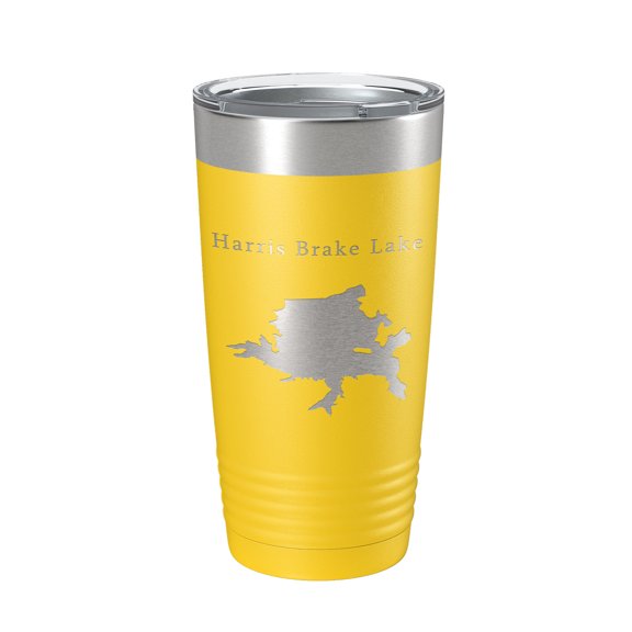 Harris Brake Lake Map Tumbler Travel Mug Insulated Laser Engraved Coffee Cup Arkansas 20 oz Yellow