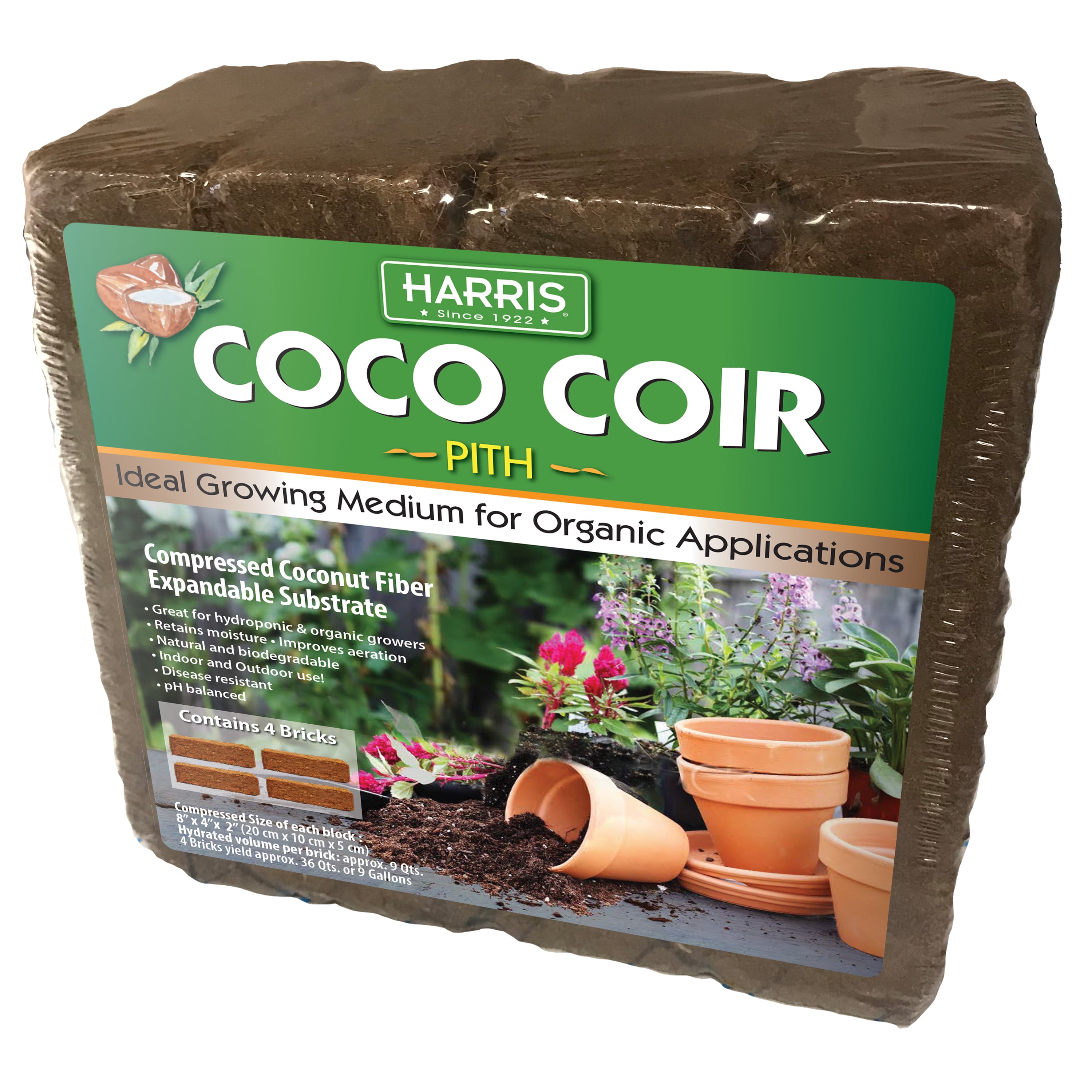 Harris Compressed Coconut Fiber Potting Mix for Indoor and Outdoor Use