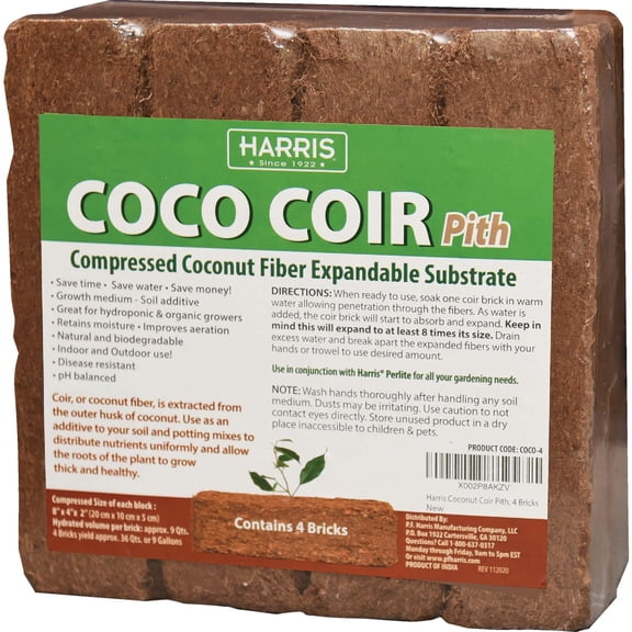 Harris Coconut Coir Pith Expandable Substrate - Compressed Coconut Fiber - 1 lb Construction & DIY Use, Standard Hardware Spec