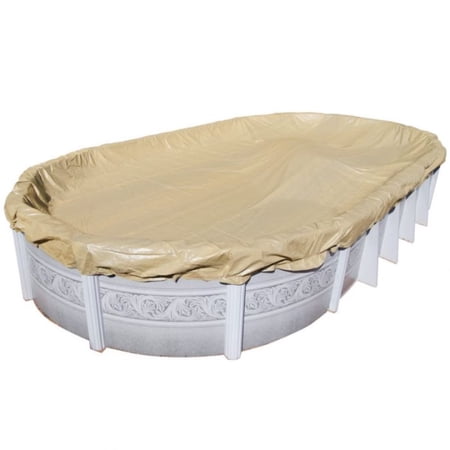Doheny's Commercial-Grade Winter Pool Covers for Above Ground Pools - 15' x 30' Oval Solid - Super Tan