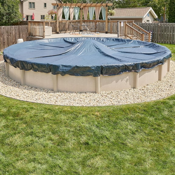 Doheny’s Ultimate Fitted 10 Year Winter Pool Cover for Above Ground Pools – 24' Round – Featuring Doheny’s Exclusive Tear Resistant Weave – Includes Cable and Ratchet Kit – Weather Protection