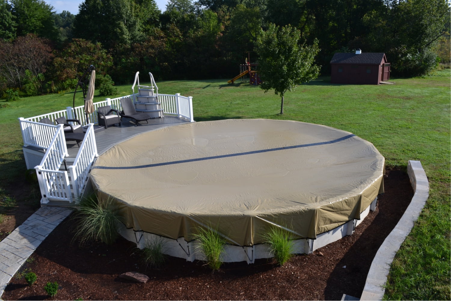 Harris Commercial-Grade Winter Pool Covers, 24' Round Fitted, Swimming ...