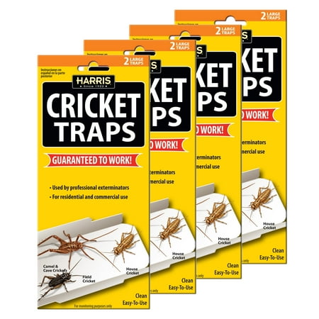 Harris Cricket Glue Traps 4-Pack Low Profile Design 8 Total Traps