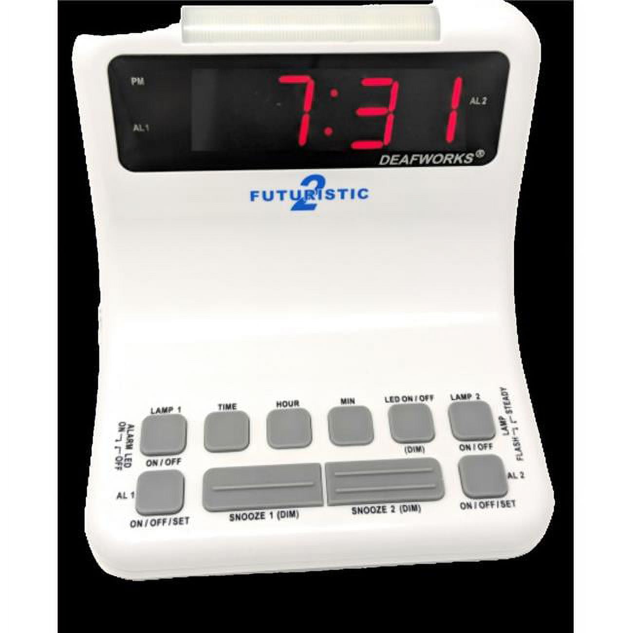 Harris Deafworks Futuristic 2 Dual Alarm Clock with Flashing or Steady