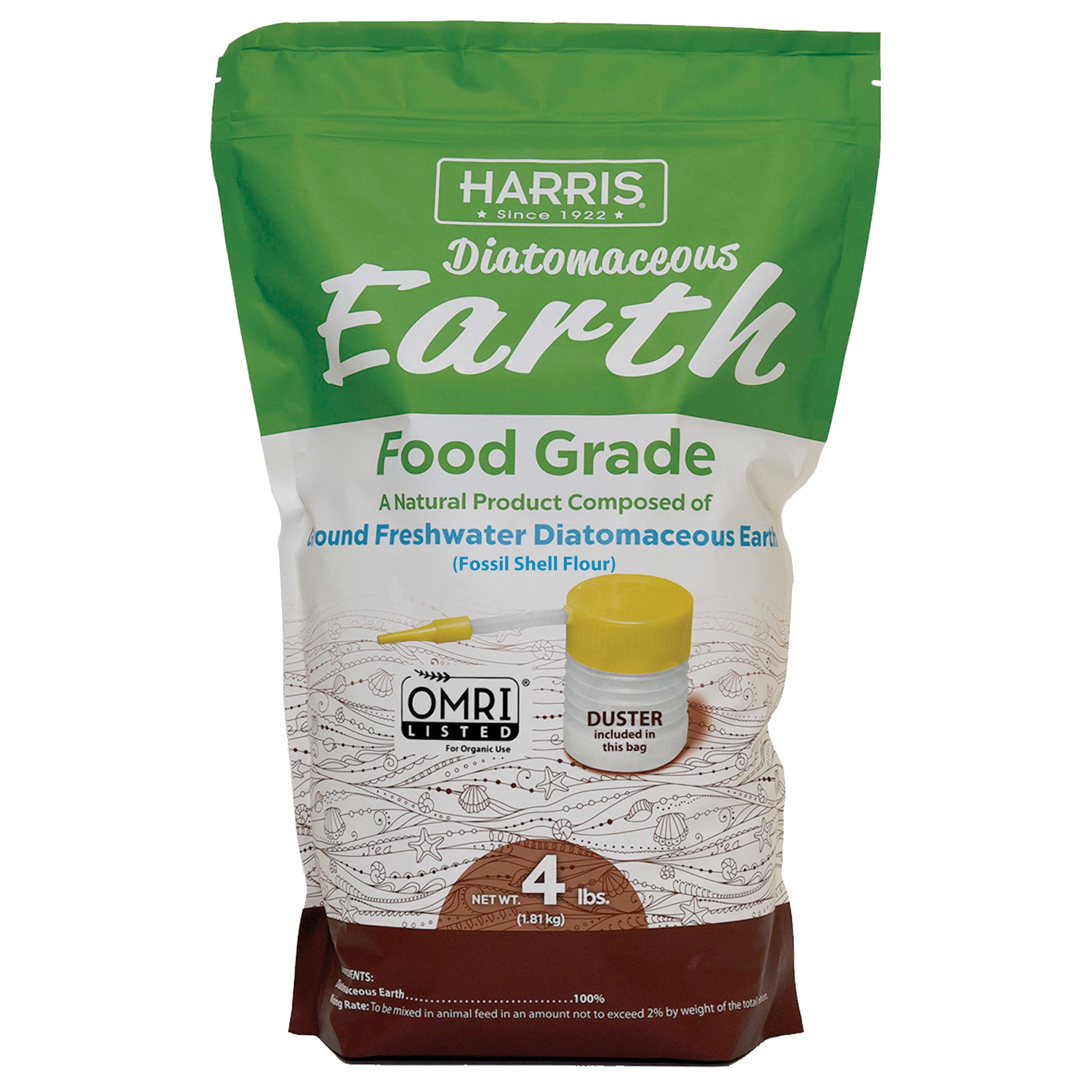 PF HARRIS Harris Diatomaceous Earth Food Grade Feed Supplement for Pets, 4 lb with Applicator