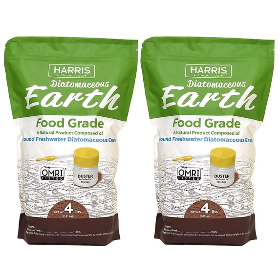 Harris Diatomaceous Earth Food Grade Kit Contains 2 Four Pound Bags With Powder Dusters